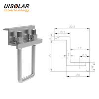 UISOLAR – Pince de fixation centrale en aluminium de type U à double trou pour panneaux solaires, pour système de support photovoltaïque à tubes carrés – Vente directe usine