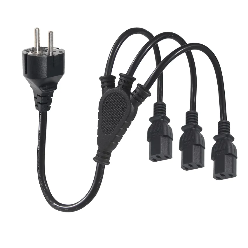 Roh uyumlu H05vvf kablosu ab tipi konnektör üç yollu Cee 7 Schuko 3 Pin fiş Iec C13 üçlü uzatma güç kablosu