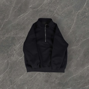 Sudadera Holgada de Otoño con Cierre de Cremallera 1/4, Cuello Solapa, Tejido de Mezcla de Polialgodón - Product Image 2