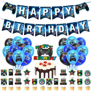 Ensemble de décoration de fête sur le thème des jeux vidéo bleus, jeu d'<span class=keywords><strong>anniversaire</strong></span> pour garçons, manette de jeu Globo, ballons imprimés avec manette de jeu vidéo, fournitures - Product Image 1