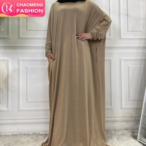 6 couleurs, vente en gros, jilbab en coton uni, style arabe ample, manches chauve-souris, robe de prière musulmane, abaya pour femmes 6200 # - Product Image 1