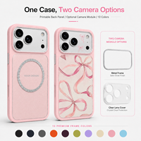Coque de téléphone magnétique TPU+PC 2.0mm avec anneau de caméra détachable, boutons métalliques indépendants, toucher doux, personnalisable, imprimable
