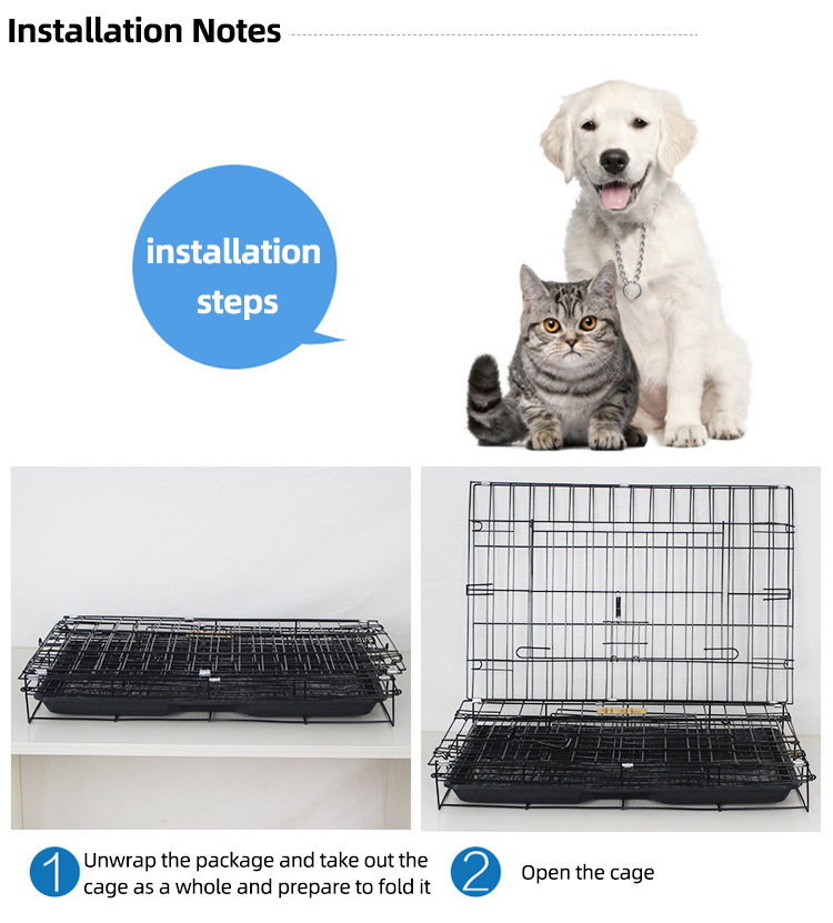 Manufacturer Wholesale removable Black Metal Pet Dog Crate Durable Outdoor Large Folding Dog Cage for sale
