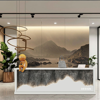 Comptoir incurvé pliable laqué minimaliste moderne pour réception d'hôtel magasin de détail service à la clientèle utilisation de bureau et d'hôpital