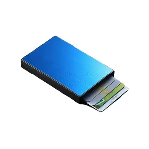 定制激光标志铝制持卡人盒名称身份证银行Visa信用卡持卡人金属Rfid阻挡卡盒，带滑动设计