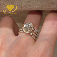 Bague de fiançailles à quatre griffes avec diamant de laboratoire, or 9k 10k 14k 18k, diamant ovale 3 carats avec halo, bague de mariage et de déclaration