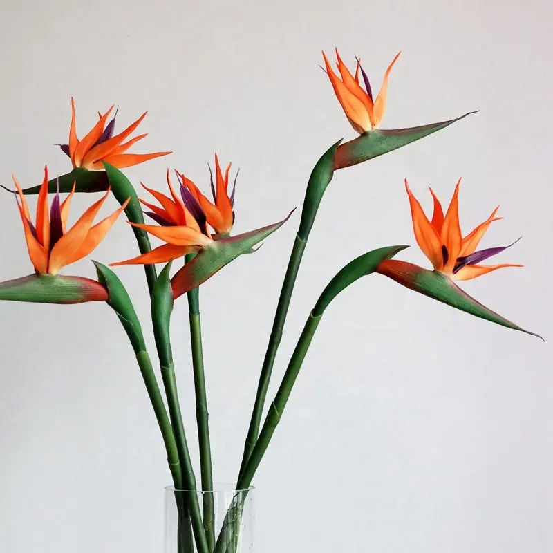 A-436 Artificial Bird Of Paradise Plant Real Touch PU Flower Orange Bird Of Paradise Flower