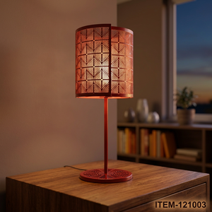IQBAL COLLECTION Modern Asian Red Table <b>Lamp</b> with Paper <b>Shade</b> E26 LED Light Source 3500K Warm White <b>Small</b> for Bedroom Decor - Product Image 2