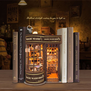 Kit DIY de Rincón de Lectura: Tienda de Varitas Mágicas, Rompecabezas 3D de Madera, Casa de Muñecas en Miniatura con Luz LED, Decoración para Estantería, Regalo - Product Image 1