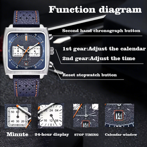 Montre pour homme d'affaires, design 2025, mouvement à quartz, boîtier en acier inoxydable, indicateur de date, chronographe, <span class=keywords><strong>chronomètre</strong></span>, finition brossée - Product Image 3