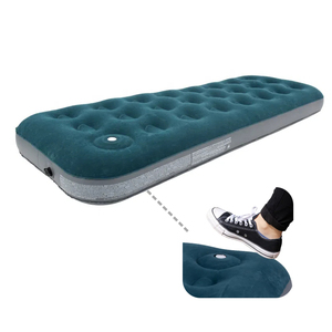 Colchón de aire de un solo tamaño personalizado para exteriores, la mejor venta, cama de aire flocada, cama de aire inflable con bomba de pie incorporada - Product Image 1