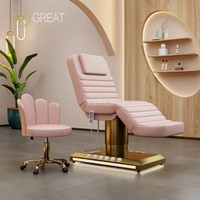 Table de massage moderne à 4 moteurs électrique et levage à un bouton avec lumière LED réglable pour traitement médical et soins du visage, lit de beauté pour le visage