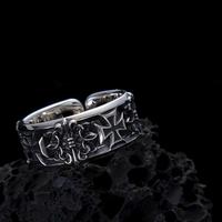 Bague ouverte ajustable en alliage, style rétro punk vintage, avec croix sculptée, bijou de doigt pour homme, idéale pour les motards