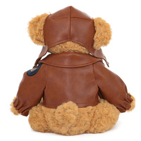 Vente en gros de jouets pilotes en peluche Harley en laine bouclée motard Air Force Ours en peluche Poupées cadeau pour enfants