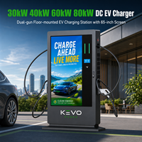 Chargeur rapide DC commercial à double borne 30kW-80kW avec écran publicitaire de 65 pouces pour deux places de stationnement