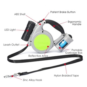 Tartaruga in pelle vegana impermeabile guinzaglio per cani da <span class=keywords><strong>50</strong></span> piedi guinzaglio per cani retrattile da 10M con luce per Dispenser di sacchetti per rifiuti - Product Image 2