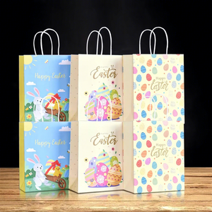 Sacs cadeaux pour la chasse aux œufs de Pâques, en corde de coton, écologiques, en papier <span class=keywords><strong>kraft</strong></span> brun, réutilisables, durables, biodégradables, avec lamination artisanale - Product Image 2