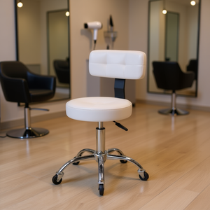 Sgabello con Ruote Homeera in Metallo Bianco, Design Minimalista per Uso Commerciale e Arredamento Salone - Product Image 2