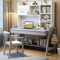 Bureau d'étude en bois massif avec étagère et hauteur réglable pour enfants et bureau à domicile - Vente en gros