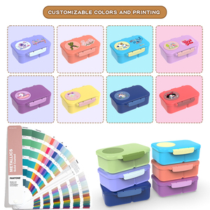 Aohea tùy chỉnh BPA Free PP nhựa 2 khoang xách tay Bento Hộp trẻ em ăn trưa Box Set cho các trường học - Product Image 2