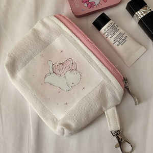 Logo personnalisé taille transfert de chaleur motif mini toile <span class=keywords><strong>fermeture</strong></span> éclair monnaie monnaie carte rouge à lèvres titulaire pochette avec <span class=keywords><strong>fermoir</strong></span> en métal - Product Image 6