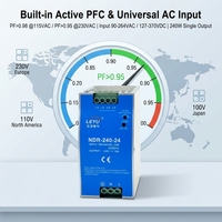 Alimentation électrique sur rail DIN LEYU NDR-240 haute efficacité 240W 24V 10A, alimentation à découpage AC-DC, PFC actif, automatisation industrielle, CE ROHS