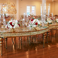 Table de mariage en acier inoxydable demi-lune, forme serpentine, dernière tendance