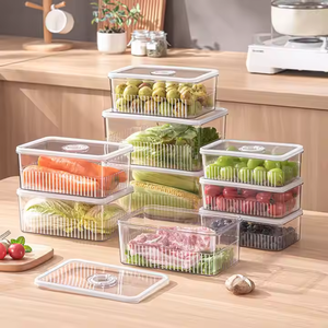 Rangement pour la <span class=keywords><strong>cuisine</strong></span> Organisateur de réfrigérateur transparent Conteneurs de stockage des aliments Paniers de fruits et légumes frais Boîte de rangement pour réfrigérateur - Product Image 6