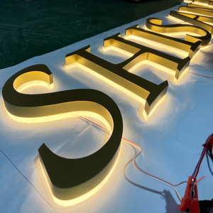 Custom Stainless Steel Outdoor 3D Letters <b>LED</b> Backlit Business <b>Sign</b> with Plug Waterproof IP54 for Home Mall Office Shops Bars - Product Image 1
