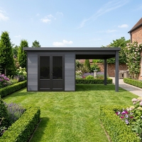 Casas de Madera Modernas Serie D de Fácil Instalación, Casas de Madera WPC para Exteriores, Caseta de Herramientas Móvil, Cobertizos de Jardín, Taller, Villa, Salón, Resistente, EASYGREEN