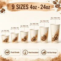 Gobelets en papier à double paroi isolés 8oz 12oz 16oz, personnalisables avec logo, pour café chaud, vente en gros