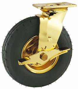 Rodízio Pneumático Fixo Giratório com Freio, Pneus de Borracha para Máquinas Agrícolas, Carrinho de Trabalho, Carrinho de Bagagem de Hotel - Product Image 2