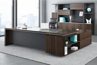 Ensemble de bureau de direction moderne en bois et chaise ergonomique avec design modulaire