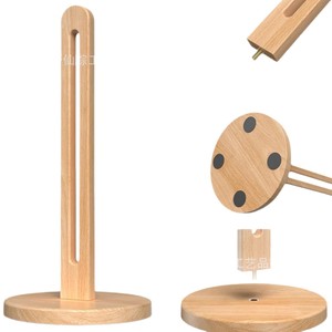 Wooden Tissue Holder Desktop <b>Kitchen</b> Bathroom Paper Roll Stand Storage <b>Rack</b> Multi Purpose - Product Image 5