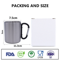 Mug de camping en acier inoxydable ZP avec logo personnalisé, 7 oz et 10 oz, pour la randonnée et le camping, avec poignée mousqueton