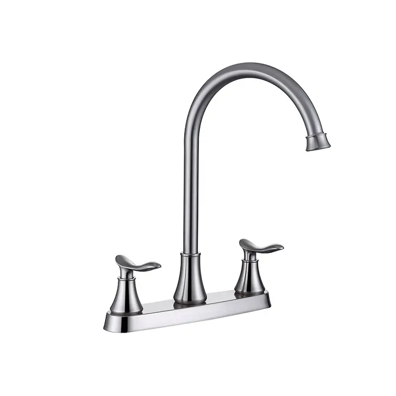 Fábrica del mercado de EE. UU., venta al por mayor, grifo de lavabo de baño, grifo de cocina de acero inoxidable con doble manija de 8 pulgadas