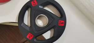 Manufacturer Direct Sales Gym Rubber <strong>Barbell</strong> <strong>With</strong> 2.5kg 5kg 10kg 15kg 20kg 25kg Free <strong>Weight</strong> Plate Three-Hole Handle - Product Image 4