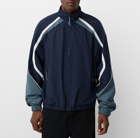 Herren Color Block Patchwork Piping Track Wind breaker Jacke Street Style Marineblau Weiß EU US AU Urban Outfits Streetwear