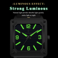 Montre à quartz pour homme Poedagar 870, cadran carré, montre de luxe, étanche, lumineuse, en acier inoxydable, montre pour homme, montre homme