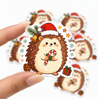 Autocollants en vinyle découpés sur mesure pour Noël, autocollants adhésifs de dessins animés pour l'emballage de boîtes cadeaux avec impression de logo pour enfants sur le thème des fêtes