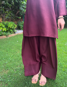 Conjunto Tradicional Indio Formal de Salwar Farshi Color Borgoña, Corto, 100% Algodón, Traje Étnico para Fiesta, Venta al Por Mayor para Mujeres - Product Image 5