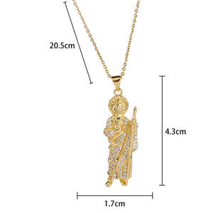 Joyería de moda Collar Encantos 18K Dijes De Oro Laminado Chapado en oro Colgante religioso San Judas Tadeo Jude Santa Muerte - Product Image 5