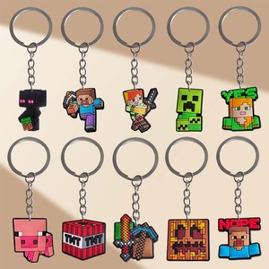 Dễ thương phim hoạt hình thợ mỏ trò chơi Tùy chỉnh cao su Keychain minecrafts Ba lô Mặt dây chuyền quà tặng với mềm <span class=keywords><strong>Key</strong></span> tag thiết kế và logo - Product Image 6