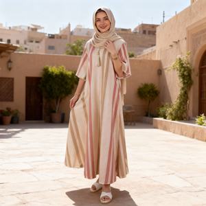 New Design 2026 Trendy Modest Fashion Casual Everyday Printed Twill <b>Fabric</b> 3D Dress Abaya for Muslim Women - Product Image 4