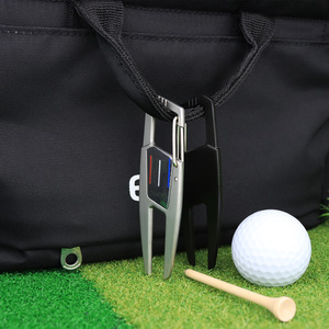 True Putt <b>Golf</b> Divot Tool With Magnetic Ball Marker Portable Green Fork For Golfers Matte Nickel Black Zinc Alloy - Product Image 3