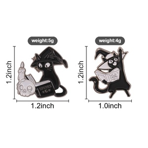 Set de Pins Esmaltados de Gato Negro Mago y <span class=keywords><strong>Libro</strong></span> de Hechizos de Bruja, Insignia de Solapa, Adorno Decorativo para Prendas y Mochilas - Product Image 6