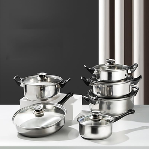 12-Piece Anti-Rust Stainless Steel <b>Cookware</b> <b>Set</b> Non-Stick Kitchenware Including Fry Pan Cooking Pot for Kitchen Use Metal - Product Image 5
