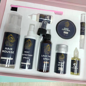 Bâton de cire dissolvant de colle pour dentelle de marque privée, <span class=keywords><strong>mousse</strong></span> pour cheveux bouclés, spray fondant, kit d'installation de perruque dentelle or noir avec sac de voyage - Product Image 1