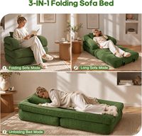 Sofá Cama Plegable 3 en 1, Sillón Convertible con Reposabrazos, Futón de Corduroy sin Estructura con Almohada para Sala de Estar