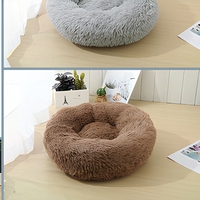 Coussin rond en peluche pour animaux de compagnie, lit moelleux en forme de beignet pour chien et chat, coussin en coton PP doux pour usage intérieur